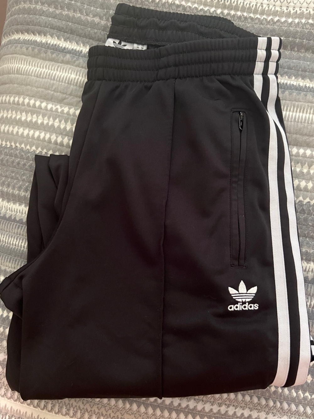adidas Black Track Pants with White Three-Stripes